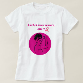 Breast Cancer Pink Kick Butt Woman T-Shirt Tシャツ