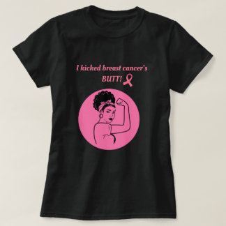 Breast Cancer Pink Kick Butt Woman T-Shirt Tシャツ