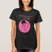 Breast Cancer Pink Kick Butt Woman T-Shirt Tシャツ (正面)