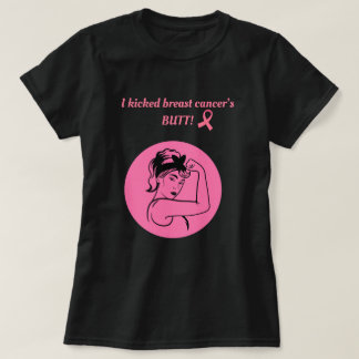 Breast Cancer Pink Kick Butt Woman T-Shirt Tシャツ