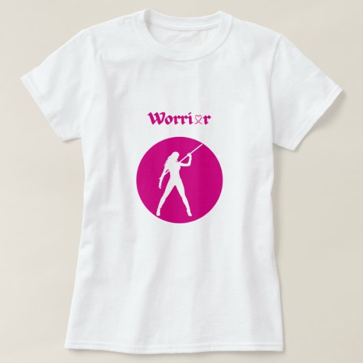 Breast Cancer Pink Warrior Woman T-Shirt Tシャツ (デザイン正面)