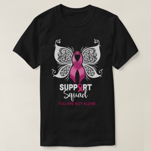 Breast cancer Support Squad  pink ribbon with butt Tシャツ (デザイン正面)