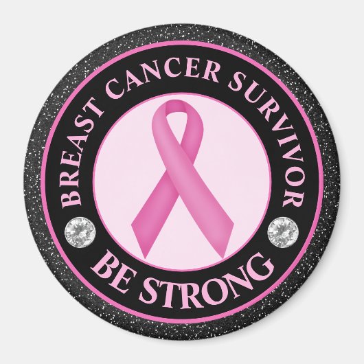 Breast Cancer Survivor – Be Strong Pink Ribbon マグネット (正面)