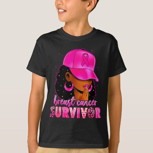 Breast Cancer Survivor Black Women Afro African Ch Tシャツ (正面)