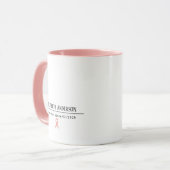Breast Cancer Survivor Name & Date Pink Ribbon マグカップ (正面左)