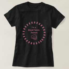 Breast Cancer Survivor Pink Fist Black T-Shirt Tシャツ