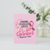 Breast Cancer Survivor Strong Fearless Loved ポストカード (スタンド正面)