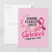 Breast Cancer Survivor Strong Fearless Loved ポストカード (正面/裏面)