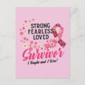 Breast Cancer Survivor Strong Fearless Loved ポストカード (正面)