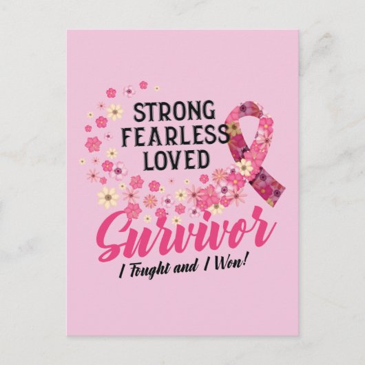 Breast Cancer Survivor Strong Fearless Loved ポストカード (正面)