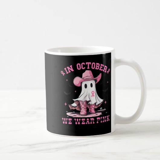 Breast Cancer Women Halloween In October We Wear N コーヒーマグカップ (右)