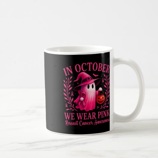 Breast Cancer Women Halloween In October We Wear P コーヒーマグカップ (右)