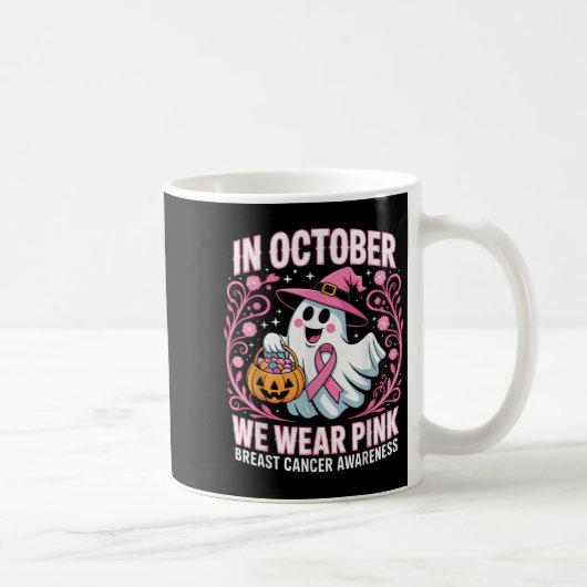 Breast Cancer Women Halloween In October We Wear P コーヒーマグカップ (右)