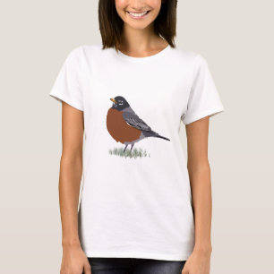 Breastedのアメリカ人のロビンの赤いデジタルによって描かれる鳥 Tシャツ