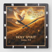 Breath of Heaven Holy Spirit Dove John 3:8 Verse スクエア壁時計 (正面)