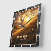 Breath of Heaven Holy Spirit Dove John 3:8 Verse スクエア壁時計 (傾斜)