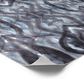 Breathe Abstract Dark Blue Black Watercolor Art ポスター (角)