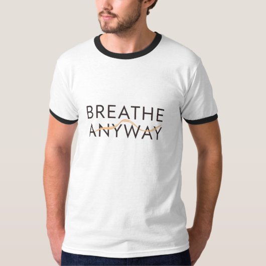 Breathe Anyway – ストレス意識を呼び覚ますミニマル イエロー Tシャツ (正面)