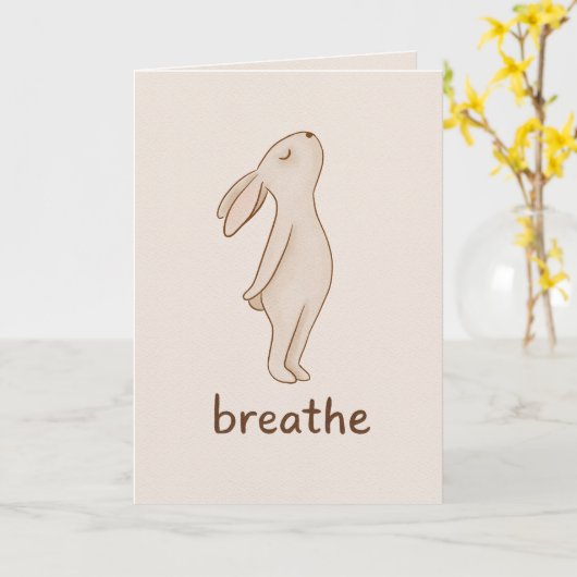 Breathe Bunny Encouragement Card カード (黄色い花)
