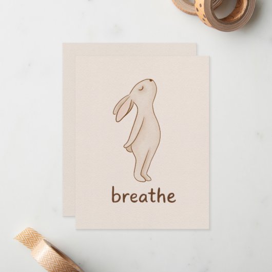 Breathe Bunny Flat Note Card ノートカード (正面/裏面インサイチュ)