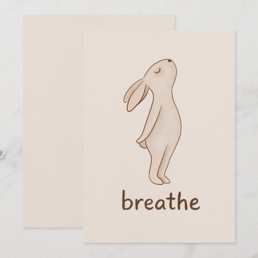 Breathe Bunny Minimalist Encouragement Card (正面/裏面)