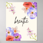 Breathe. – Florales Achtsamkeitsposter ポスター (正面)
