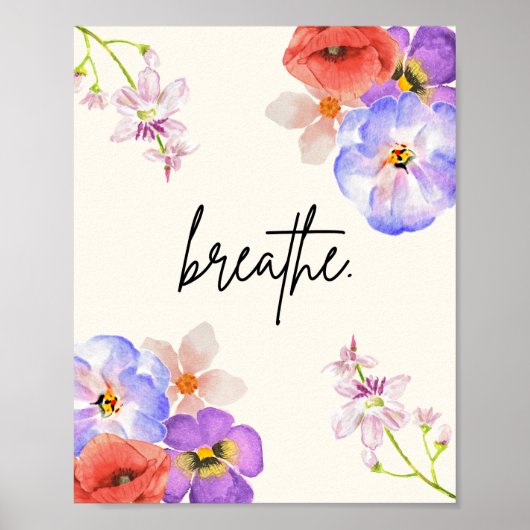 Breathe. – Florales Achtsamkeitsposter ポスター (正面)
