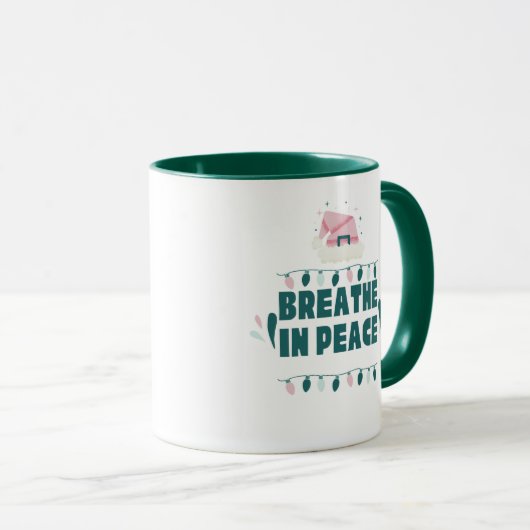 “Breathe in Peace” Minimalist Zen Mug マグカップ (正面右)