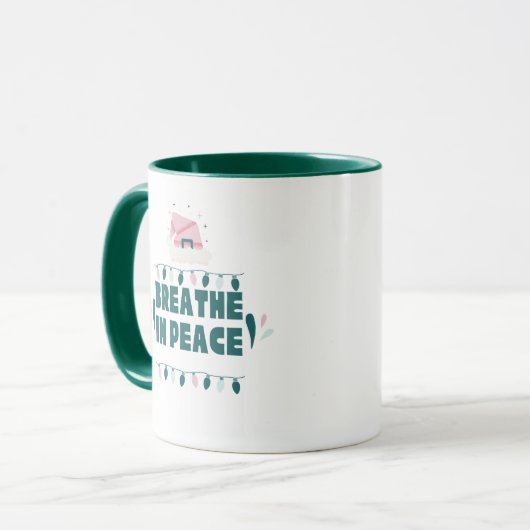 “Breathe in Peace” Minimalist Zen Mug マグカップ (正面左)