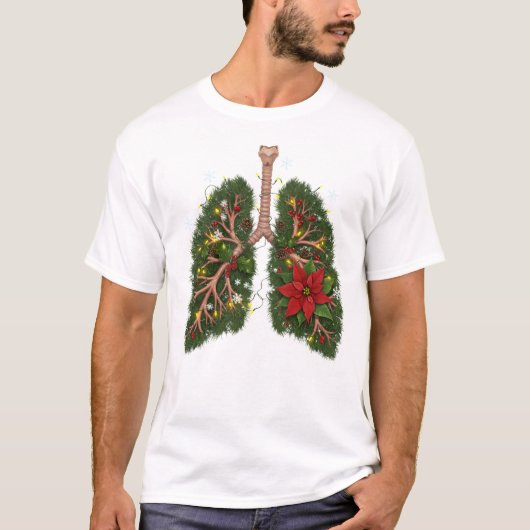 Breathe In the Season – Floral Lungs Christmas Tシャツ (正面)