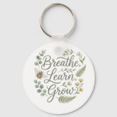 Breathe Learn Grow ボタニカルビー教師ギフト キーホルダー (裏面)