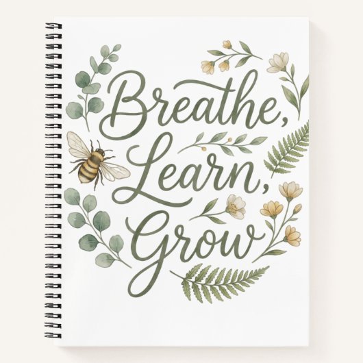 Breathe Learn Grow マインドフルネスな暮らしを ノートブック (正面)