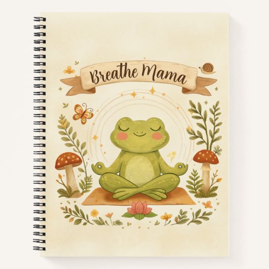 Breathe Mama Cute Frog Mindfulness's ノートブック (正面)