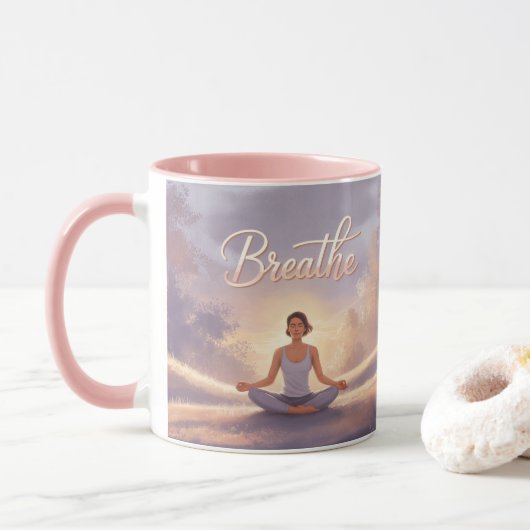 Breathe Meditation Mug Lavender Sky マグカップ (ドーナツ)