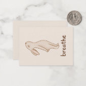 Breathe Minimalist Bunny Encouragement Note Card ノートカード (正面/裏面インサイチュ)