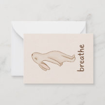 Breathe Minimalist Bunny Encouragement Note Card