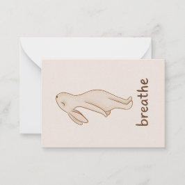 Breathe Minimalist Bunny Encouragement Note Card ノートカード