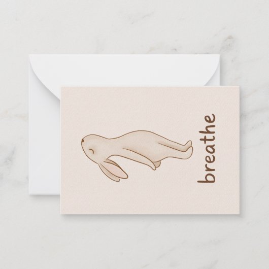 Breathe Minimalist Bunny Encouragement Note Card ノートカード (正面)