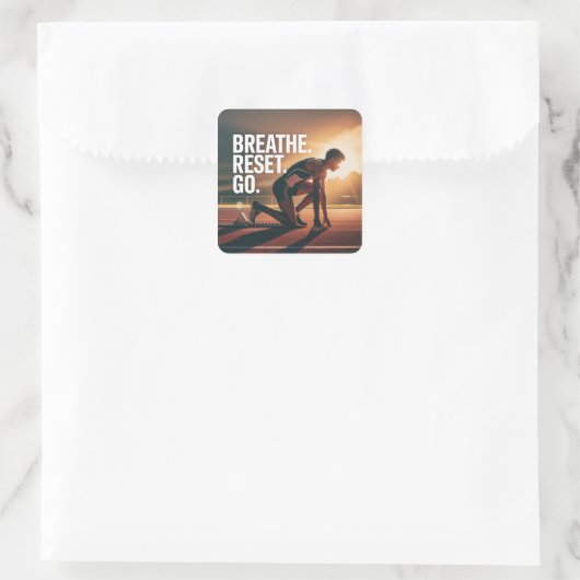Breathe. Reset. Go. スクエアシール (バッグ)
