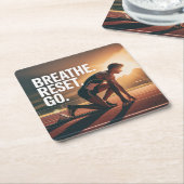 Breathe. Reset. Go. スクエアペーパーコースター (アングル)