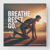 Breathe. Reset. Go. スクエア壁時計 (正面)