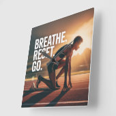 Breathe. Reset. Go. スクエア壁時計 (傾斜)