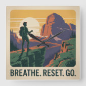 Breathe. Reset. Go. スクエア壁時計 (正面)