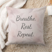 Breathe Rest Repeat Elegant Blush Pink Floral クッション (ブランケット)