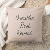 Breathe Rest Repeat Elegant Blush Pink Typography クッション (ブランケット)