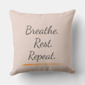 Breathe Rest Repeat Elegant Blush Pink Typography クッション (裏面)