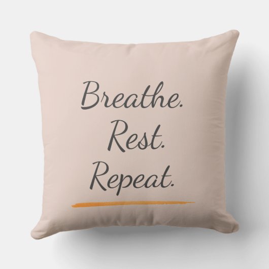 Breathe Rest Repeat Elegant Blush Pink Typography クッション (裏面)