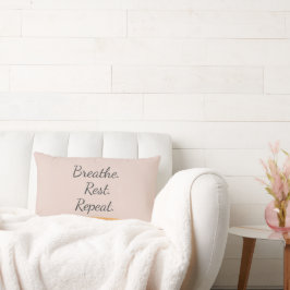 Breathe Rest Repeat Elegant Blush Pink Typography ランバークッション