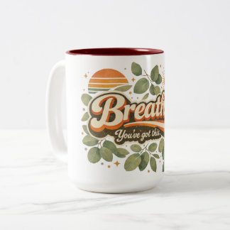 Breathe You’ve Got This Retro Nature Design ツートーンマグカップ