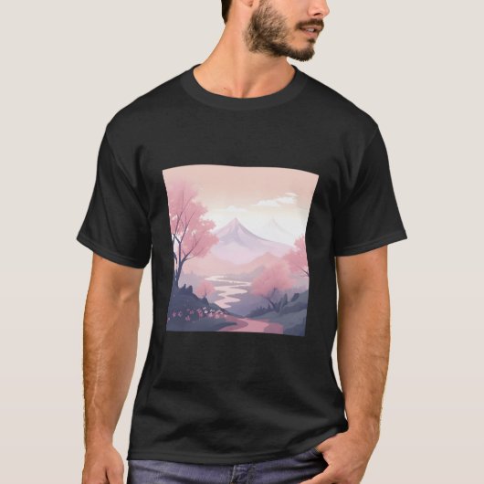 Breathtaking K Blossom Landscape Handpainted Work Tシャツ (正面)